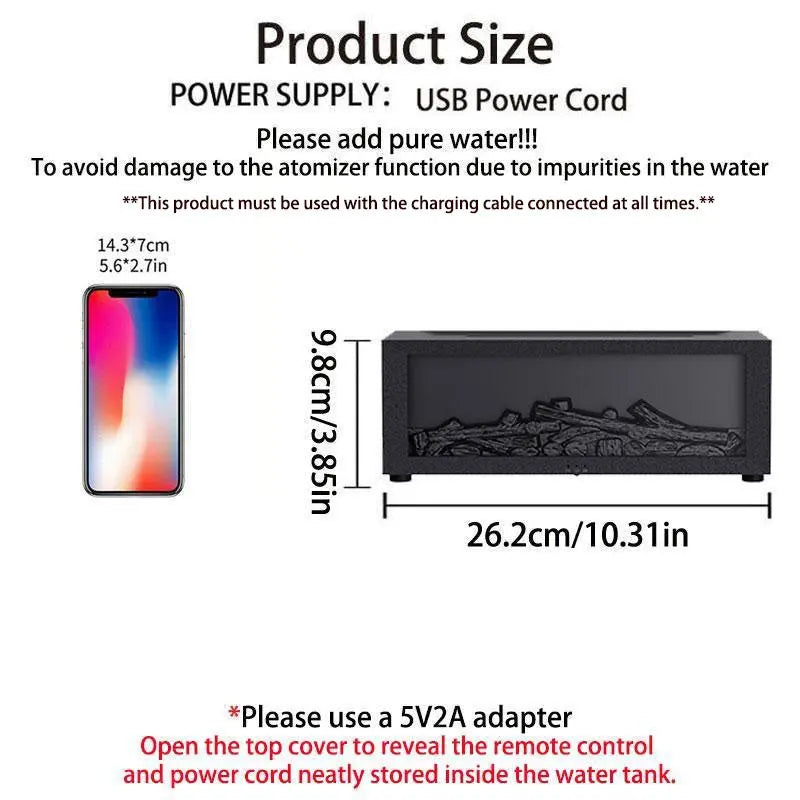 Simulation Fireplace Humidifier, 1 Count USB Powered Flame Diffuser Humidifier with Timer, Waterless Auto-Off Humidifier for Home Room Office, Home Desktop Humidifier, USB Humidifier Machine, Diffusers Humidifiers