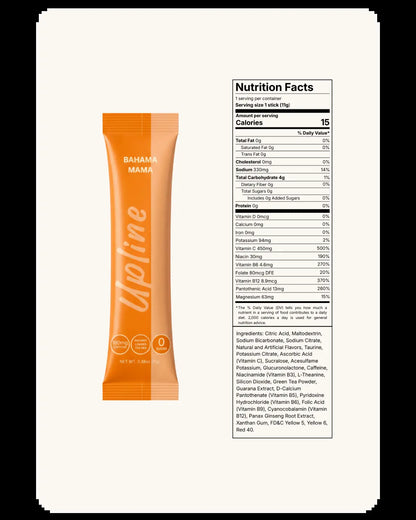 Upline Instant Loaded Tea Mix - Single Pack Multi Flavor, High Caffeine Content, Low Calorie, Low Carb, Sugar-Free, Aspartame-Free, Lightly Carbonated