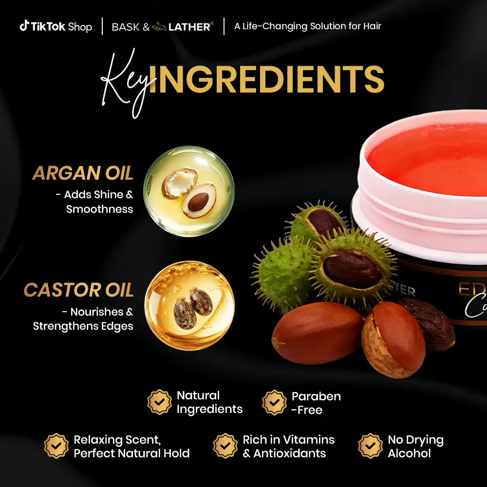 STRONG HOLD- THICK EDGES- EDGE CONTROL BASK and LATHER Gel Haircare Strong Edge