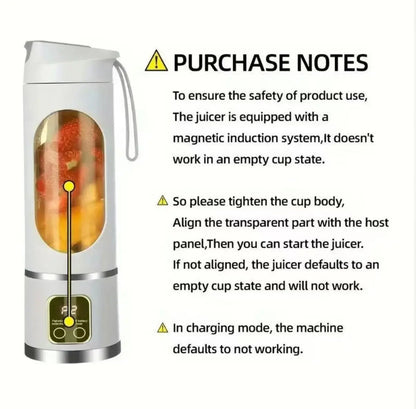 Portable Personal Electric Blender, 450Ml Shakes & Smoothies Blender, 12 Blades USB Rechargeable Small Blenders, Drinkware Water Bottles Tumbler Cup Mug Bottled Bottles, Washable Reusable Compact Convenient Versatile Home Essentials Bartender